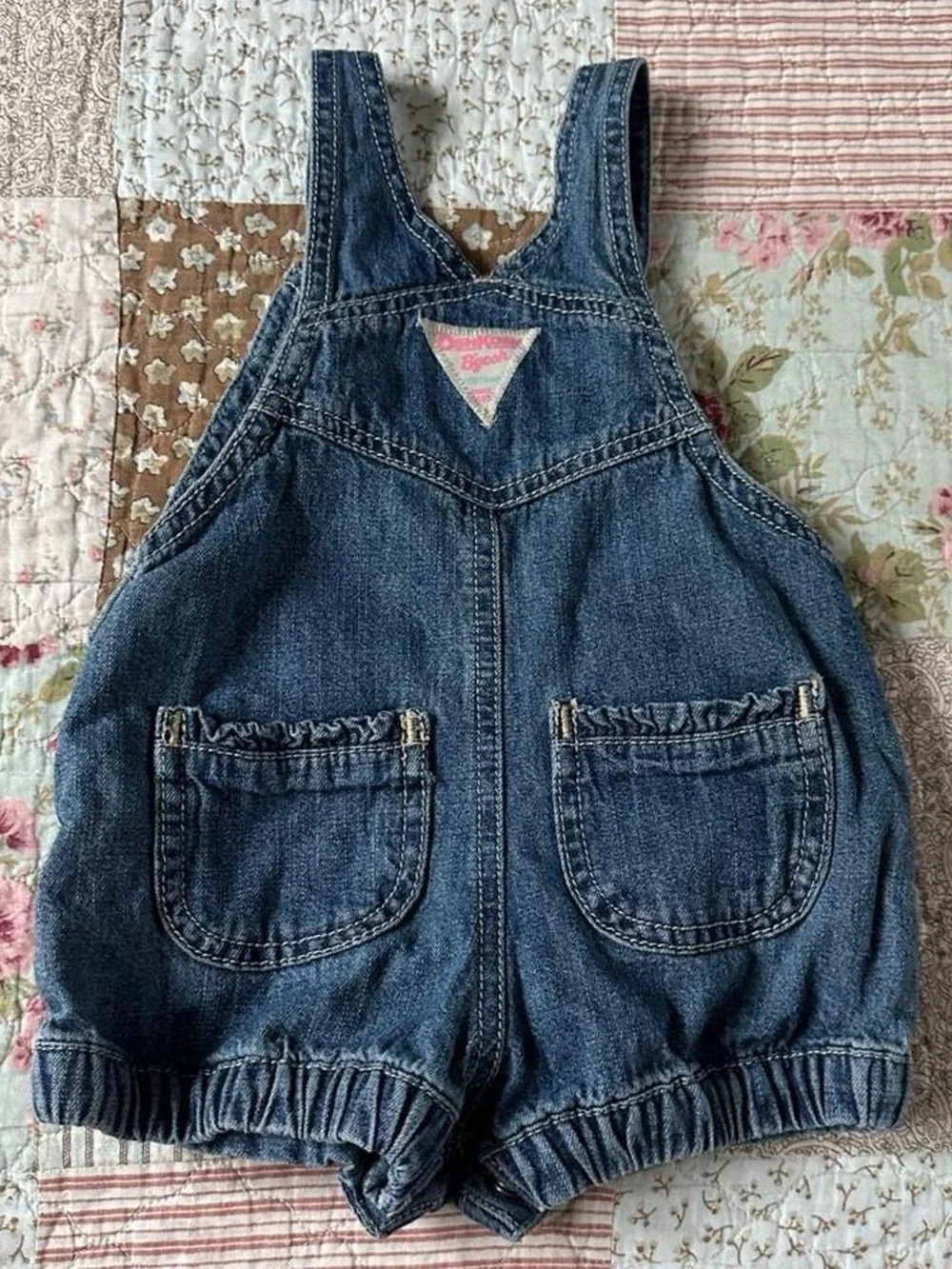Oshkosh B'gosh blue denim embroidered short overalls
